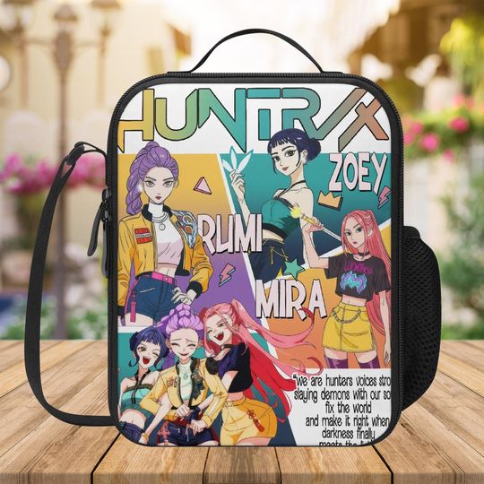 Huntrix Demon Hunters Lunch Box Bag, Kpop Demon Hunters Lunch Bag, Mira Rumi Zoey Quality Keep Warm/Cold Lunch Bag