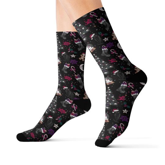 Discover Creepy Christmas Gothic Crew Socks
