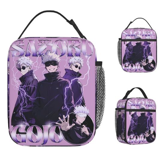 Jujutsu Satoru Japanese Manga Lunch Bag Kids Cooler Bag Oxford Thermal Lunch Box