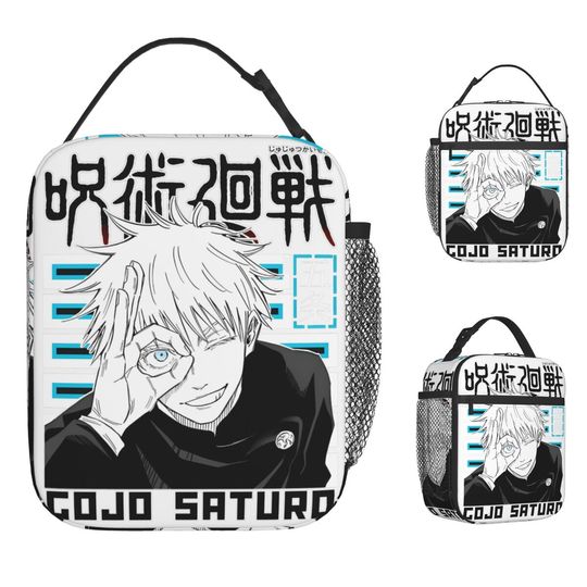 Jujutsu Satoru Japanese Manga Lunch Bag for Kids Thermal Waterproof Cooler Bag