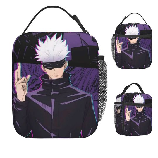 Satoru Gojo Anime Lunch Bag for Kids, Japanese Manga Thermal Lunch Box, Child Outdoor Cooler Bag