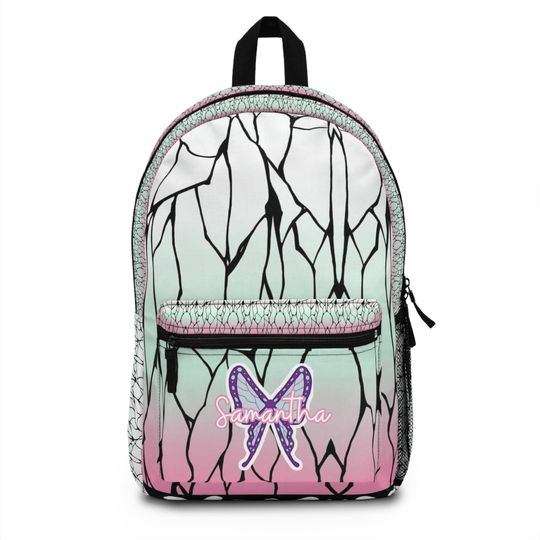 Discover Custom Anime Kimono butterfly pattern Backpack ,back to school, slayer bag , Pre-k Grad school, high school, demon Personalized backpack