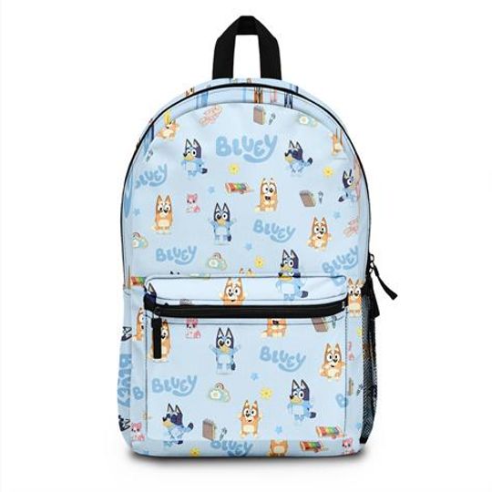 BlueyDad And Bingo Backpack, BlueyDad Preschool Backpack, Family BlueyDad Dog Gift, Personalized BlueyDad Backpack, BlueyDad Mom Backpack, BlueyDad Heeler Bag