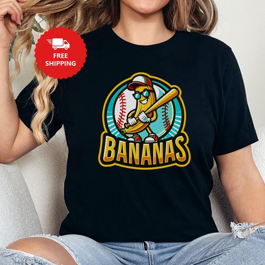 Discover Let's Go Bananas Baseball Tee: Funny Sports Mascot Shirt