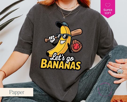 Discover Let's Go Bananas Baseball Shirt: Funny Sports Team Mascot