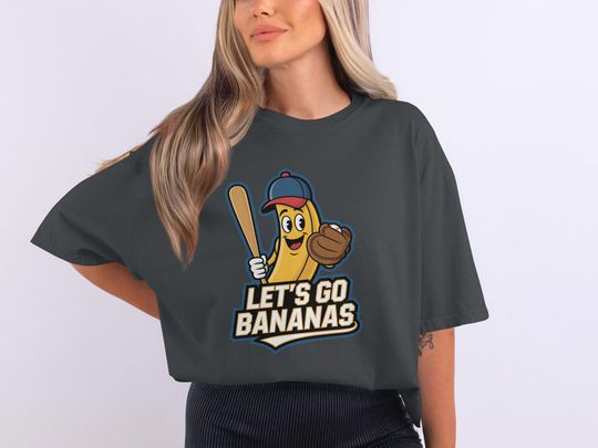 Discover Funny Baseball T-Shirt: Let's Go Bananas Graphic Tee