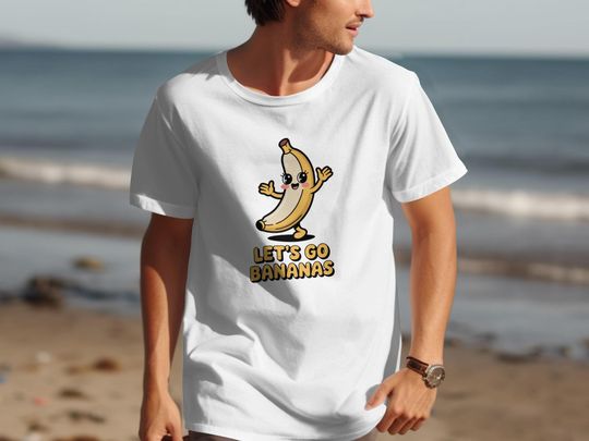 Discover Cute Banana T-Shirts, Let's Go Bananas, Funny Fruit Tee, Cartoon Graphic Top, Kawaii Style Shirts, Fun Apparel, Trendy Designs