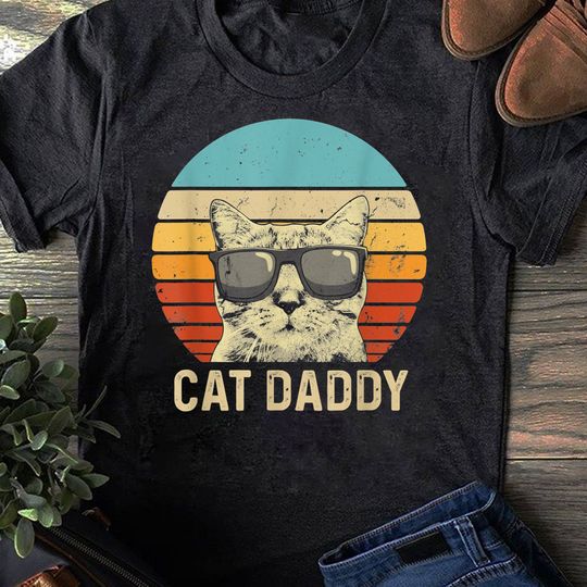 Discover Mens Vintage Cat Daddy Shirt Funny Cat Lover Gift Cat Dad Fathers - Cat Lover Gift, Funny Cat Shirt, Summer Shirt, Cool Cat, Cat Shirt