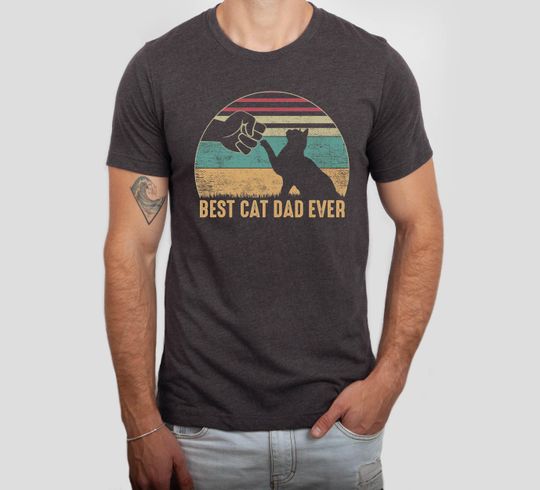 Discover Best Cat Dad Ever Shirt, Funny Cat Dad Tee, Cat Lover Men T-Shirt, Cat Father Paw Shirt, Cat Dad Graphic Tee, Cute Cat Owner Shirt