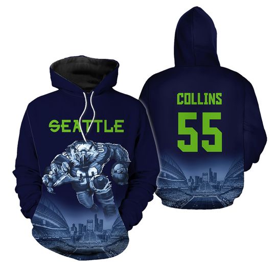 Custom Football Hoodies Personalized 3D Seattle Sweatshirts