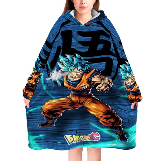 Dragon Ball DragonBall Anime Oversized Blanket Hoodie Sweatshirt Long Fleece Hooded Wearable Blanket