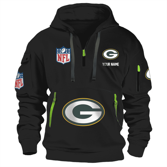 Discover Custom Name Packers Premium football Quarter Zip Hoodie All Colors Gifts For Fan