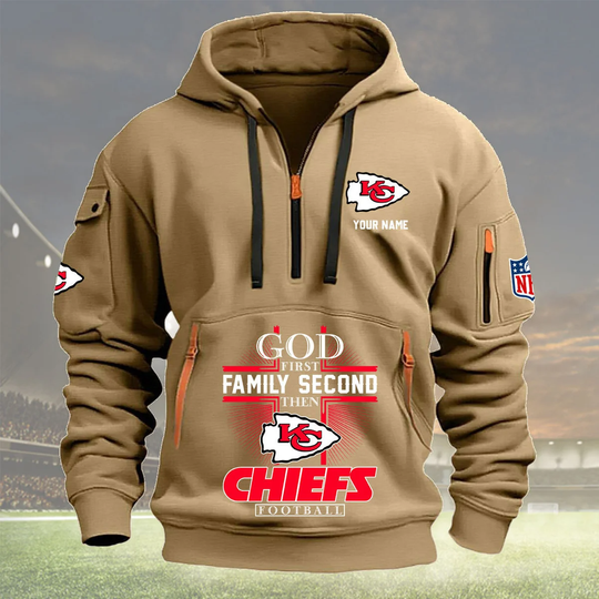 Kansas City Chiefs Personalized Quarter Zip Hoodie New Collection