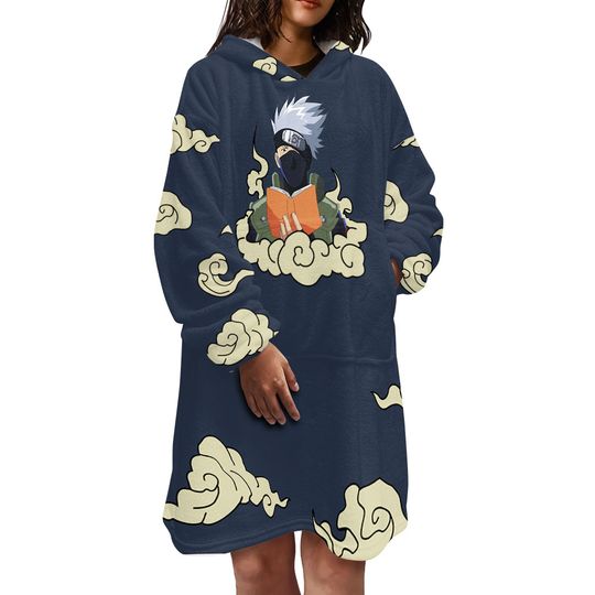 Kakashi  Narutoo Theme Blanket Hooded, Oversized Blanket Hoodie For Adult/Kids, Birthday Gift