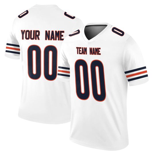 Custom Chicago Bears Football Jersey - White, Personalized Team Name & Number, Men’s & Women’s Game Jersey