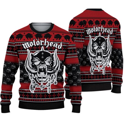 Motorhead Ace Of Spades Snaggletooth Logo Ugly Christmas Sweater
