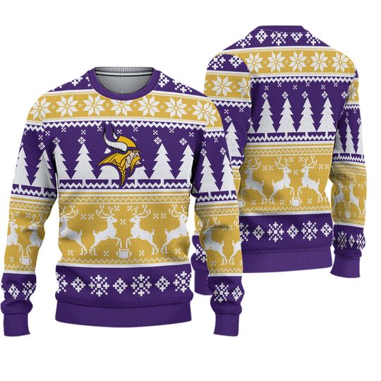 2025 Christmas Vikings Reindeer Football Ugly Sweater