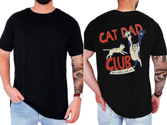 Discover Cat Dad Shirt, Cat Dad Tee, Cat Dad Club TShirt, Back Design Tee Funny Cat Shirt, Cat Lover, New Cat Dad Shirt, Pet Parent