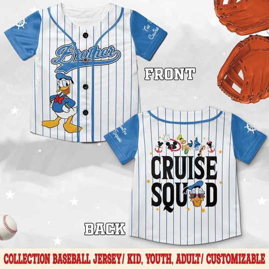 Discover Disney Cruise Squad Baseball Jersey, Mickey & Friends Family Matching Jersey, Custom Name Disney Cruise Shirt for Adults, Kids JCTD06-4