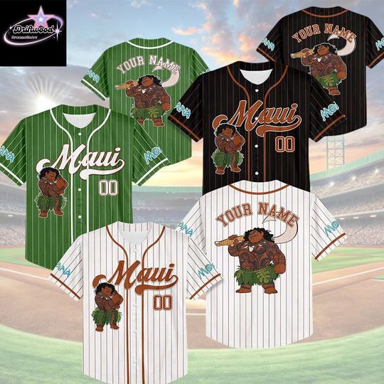 Discover Personalized Maui Baseball Jersey, Custom Moana Shirt, Disneyland Baseball Team Outfit, Gift for Disney Fans