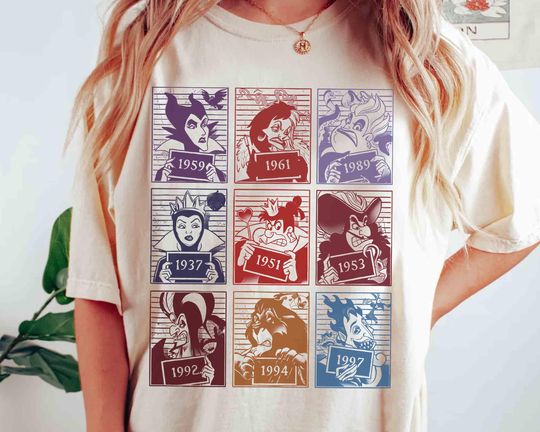 Discover Retro Disney Villains Mugshot T-shirt, Good to be Bad, Disney Villain, Ursula Shirt, Evil Queen Shirt, Cruella de Vil Shirts, Disney Trip