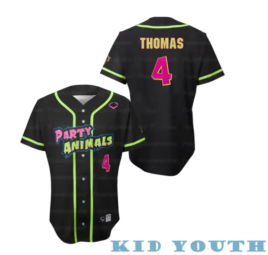 Savannah Bananas Party Animal #4 Baseball Jersey Adults Kid Youth Boys Girls