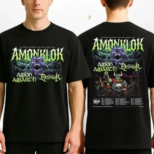 Amonklok 2026 North America Tour Tee Amon Amarth Dethklok Castle Rat Double Sided T-Shirt