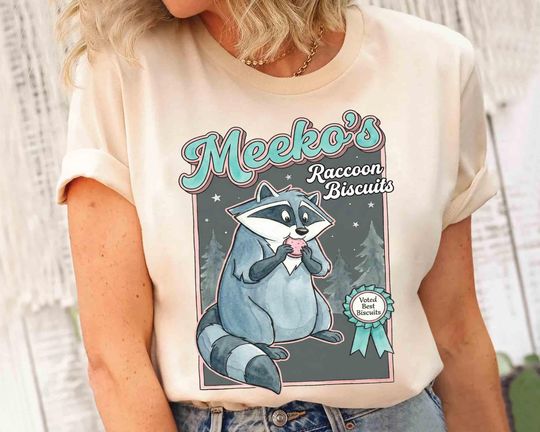 Discover Vintage Disney Pocahontas Meeko Raccoon Biscuits T-Shirt, Vintage Meeko Tee, Disney Parks Foodie Shirt, Pocahontas Best Friend Vacation Tee