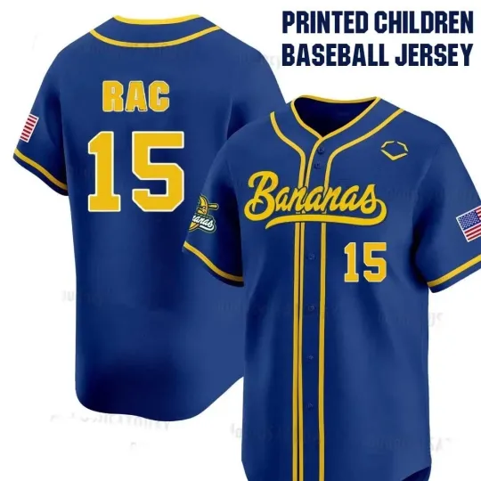 Discover New Savannah Bananas #15 Rac Christmas Gift Children Baseball Jersey MD61