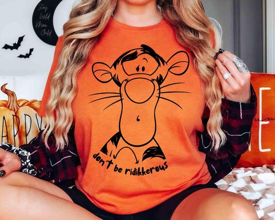 Discover Dont Be Ridiculous Cute Tigger Portrait Sketch T-shirt, Disney Winnie The Pooh And Friends Tee, Magic Kingdom Family Vacation Holiday Gift