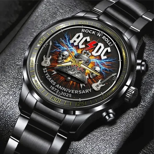Discover AC-DC 52 Years Anniversary Black Stainless Steel Watch