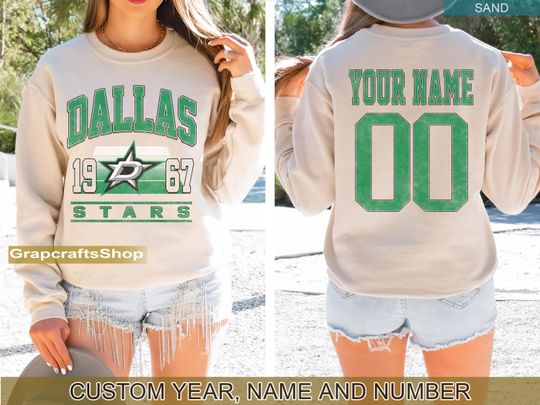 Discover Dallas Star Sweatshirt, Vintage Star tshirt, Dallas Hockey Fan shirt, Custom player hockey, Star Sweatshirt, Custom hockey tee