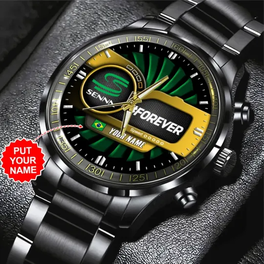Discover Personalized Ayrton Senna Black Steel Watch