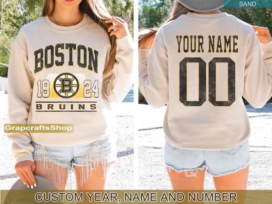 Discover Boston Bruin Sweatshirt, Vintage Bruin shirt, Boston Hockey Fan shirt, Custom player hockey, Bruin Sweatshirt, Custom hockey tee