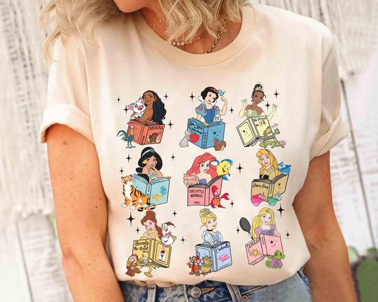 Discover Disney Princess Characters Book Club Shirt, Belle's Book Tee, Disney Bookish Tee, Disney Librarian Gifts, Book Lover Gifts, Reading Book Tee