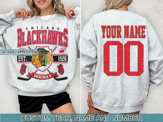 Discover Vintage Chicago Blackhawks Sweatshirt, Retro Chicago shirt, Chicago Hockey Fan shirt, Chicago Sweatshirt, Custom hockey tee