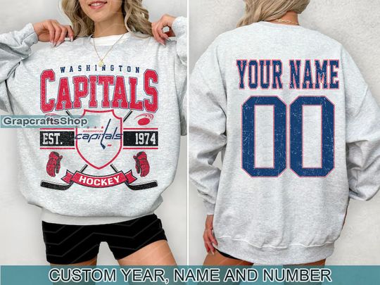 Discover Vintage Washington Capitals Sweatshirt, Retro Washington shirt, Washington Hockey Fan shirt, Washington Sweatshirt, Custom hockey tee