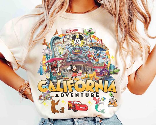 Discover Disneyland California Adventure All Disney Characters Group Shirt, Monsters Inc, Toy Story Tee, Magic Kingdom Disneyland Family Trip