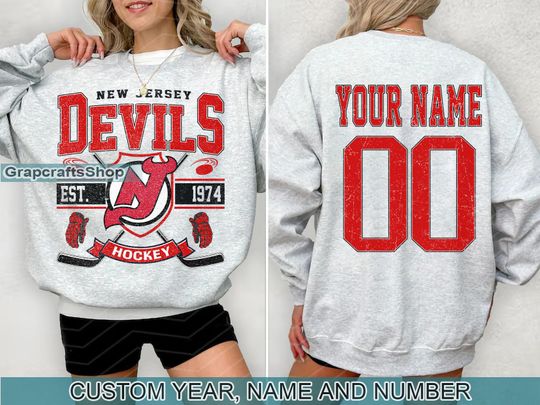 Discover Vintage New Jersey Devils Sweatshirt, Retro New Jersey shirt, New Jersey Hockey Fan shirt, New Jersey Sweatshirt, Custom hockey tee