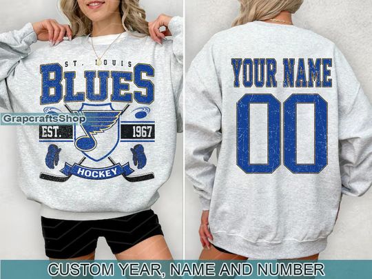 Vintage St. Louis Blues Sweatshirt, Retro St. Louis shirt, St. Louis Hockey Fan shirt, St. Louis Sweatshirt, Custom hockey tee
