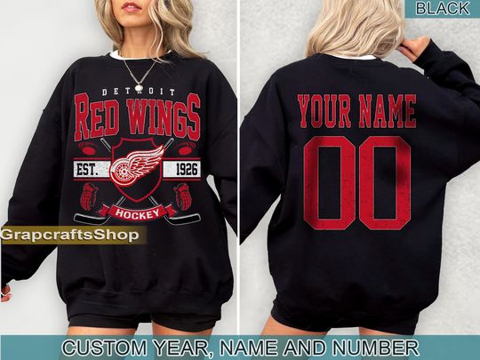 Vintage Detroit Red Wings Sweatshirt, Retro Detroit shirt, Detroit Hockey Fan shirt, Detroit Sweatshirt, Custom hockey tee