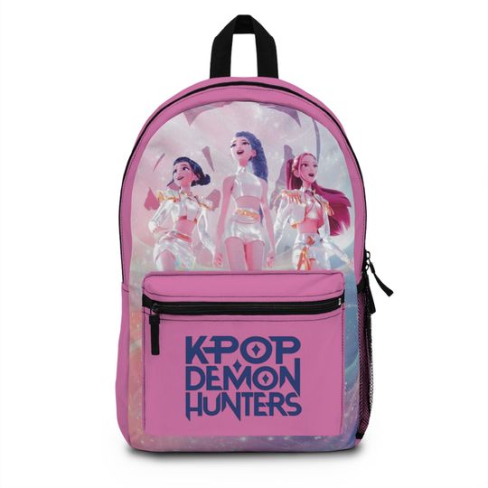Discover Kpop Demon Hunters Backpack with Pink Idol Group Graphic for Kids and School
