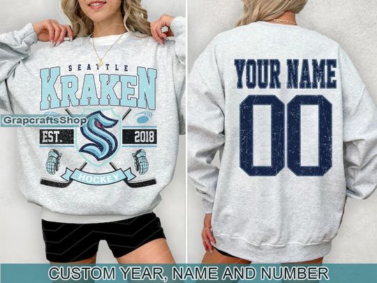 Discover Vintage Seattle Kraken Sweatshirt, Retro Seattle shirt, Seattle Hockey Fan shirt, Seattle Sweatshirt, Custom hockey tee
