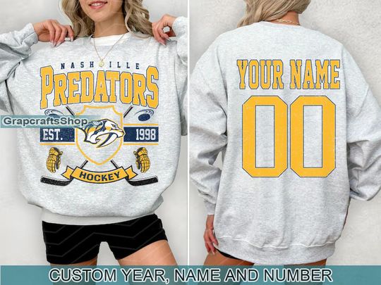 Discover Vintage Nashville Predators Sweatshirt, Retro Nashville shirt, Nashville Hockey Fan shirt, Nashville Sweatshirt, Custom hockey tee