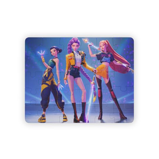 Kids' 30-Piece Jigsaw Puzzle Kpop Demon Hunters Themed Rumi, Mira, and Zoe Entertainment Activity