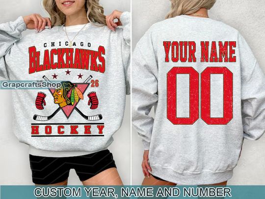Discover Vintage Chicago Blackhawks Sweatshirt, Retro Chicago shirt, Chicago Hockey Fan shirt, Chicago Sweatshirt, Custom hockey tee