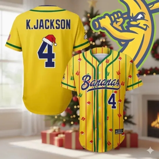 Discover Savannah Bananas #4 Jackson Baseball Jersey Buttons Shirt All Size Christmas