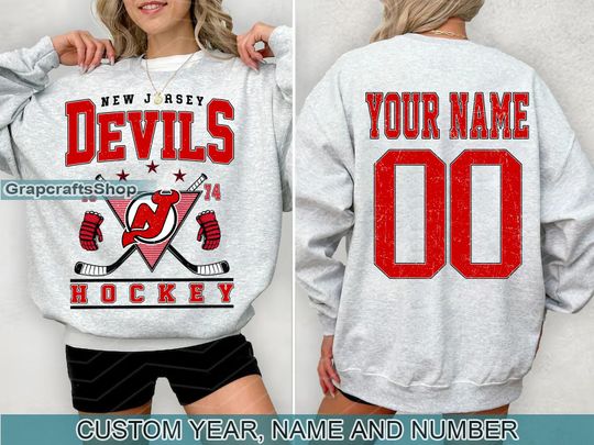 Discover Vintage New Jersey Devils Sweatshirt, Retro New Jersey shirt, New Jersey Hockey Fan shirt, New Jersey Sweatshirt, Custom hockey tee