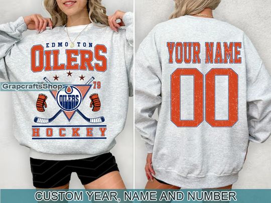 Discover Vintage Edmonton Oilers Sweatshirt, Retro Edmonton shirt, Edmonton Hockey Fan shirt, Edmonton Sweatshirt, Custom hockey tee