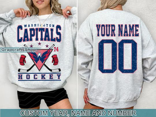 Discover Vintage Washington Capitals Sweatshirt, Retro Washington shirt, Washington Hockey Fan shirt, Washington Sweatshirt, Custom hockey tee